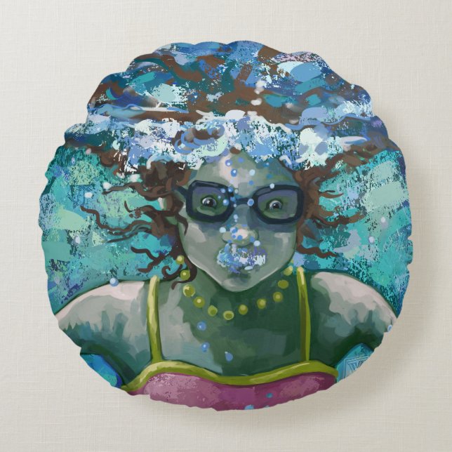 Under Water Swim Round Cushion (Front)