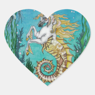 Under WaterHorse Heart Sticker