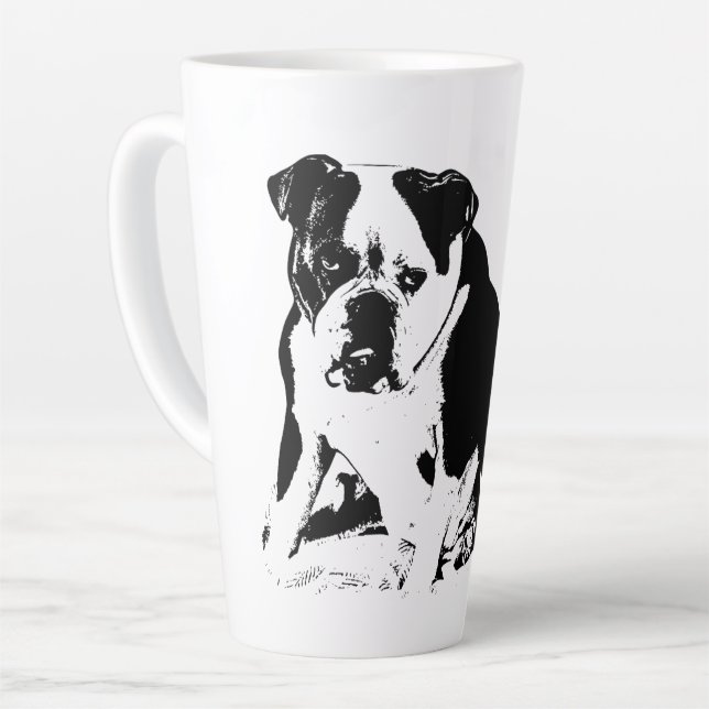 Underbite Attitude, Bold B&W Latte Mug (Left Angle)