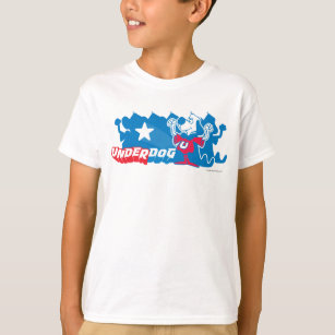 Underdog   Heroic Pose Over Blue Shadows & Logo T-Shirt