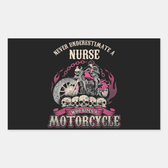 Underestimate Nurse Who Rides Motorcycle Biker Rectangular Sticker (Front)