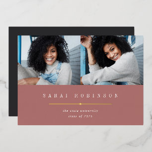 Underlined Foil Photo Graduation Announcement