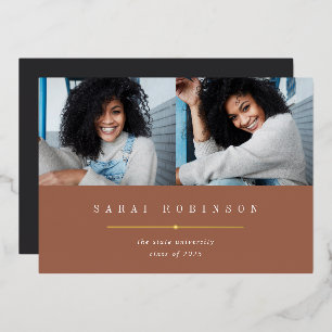 Underlined Foil Photo Graduation Announcement