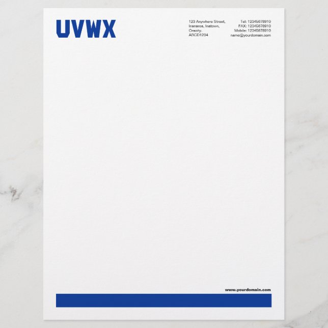 Underlined - Navy Blue Custom Letterhead (Front)