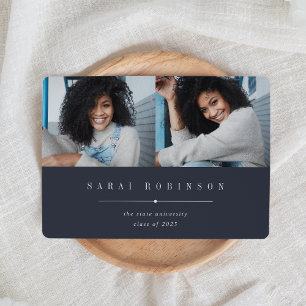 Underlined   Simple Two Photo Graduation Announcement