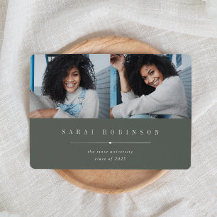 Underlined   Simple Two Photo Graduation Announcement