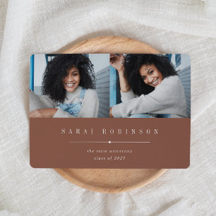 Underlined Simple Two Photo Graduation Announcement