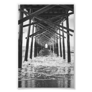 Underneath Ocean Isle Fishing Pier  Black White Photo Print