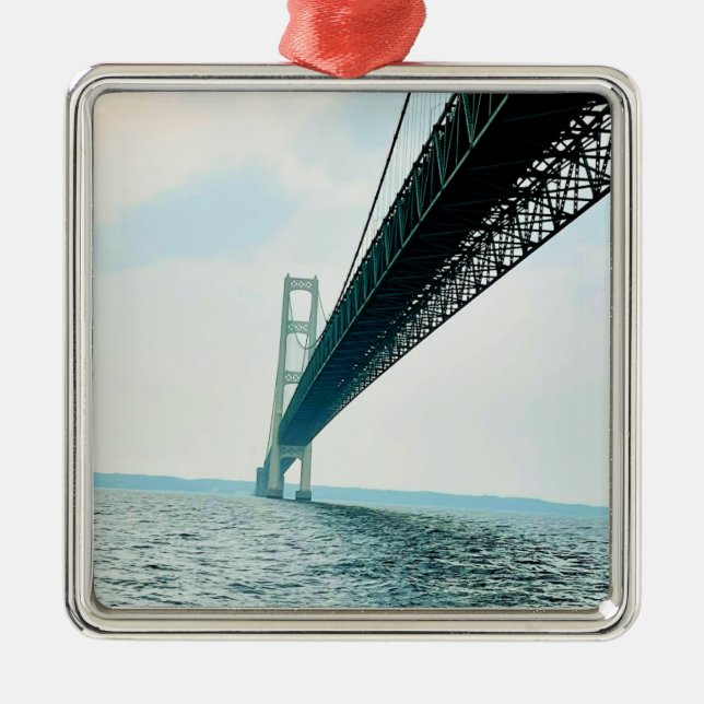 Underneath The Mackinac Bridge Ceramic Ornament (Front)