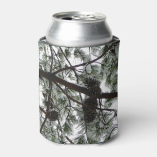 Underneath the Snow Covered Pine Tree Winter Photo Can Cooler