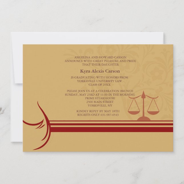 Underscore Law School Graduation Announcement/ Inv Invitation (Front)