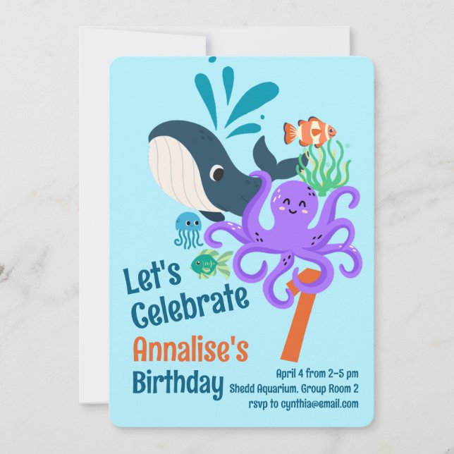 Undersea Aquarium Birthday Invitation (Front)