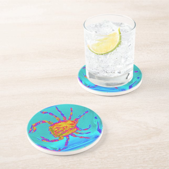 Undersea Art Cool Crab Coaster (Side)