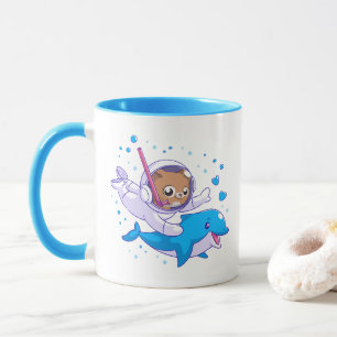 Undersea cat and dolphin mug