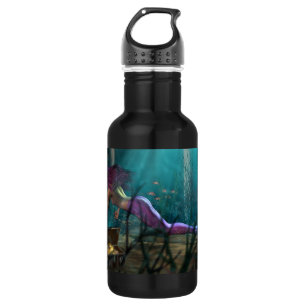 Undersea Fantasy Digital Art Mermaid and Treasure 532 Ml Water Bottle