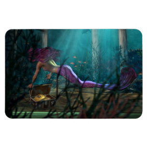 Undersea Fantasy Digital Art Mermaid and Treasure Magnet