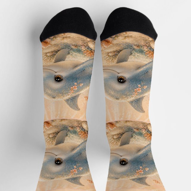 Undersea Friendship– Dolphin and Starfish  Socks (Top)