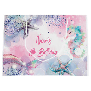 Undersea magic mermaid birthday bash large gift bag