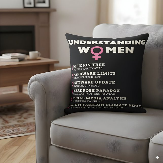Understanding Women Funny Meme Humourous Home Deco Cushion (Creator Uploaded)