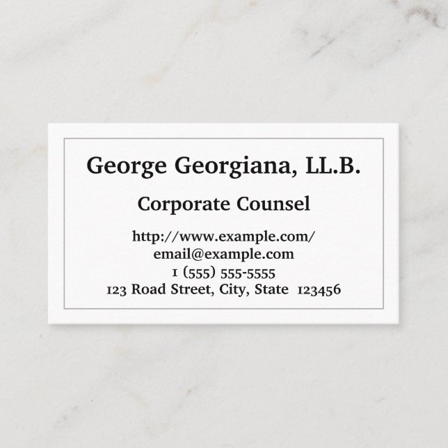 Understated Corporate Counsel Business Card (Front)