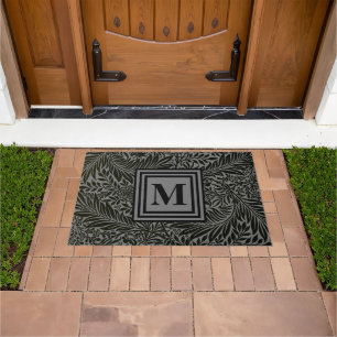 Understated Grey and Black Elegant Monogrammed Doormat