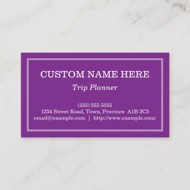 Understated & Minimal Trip Planner Business Card (Front)