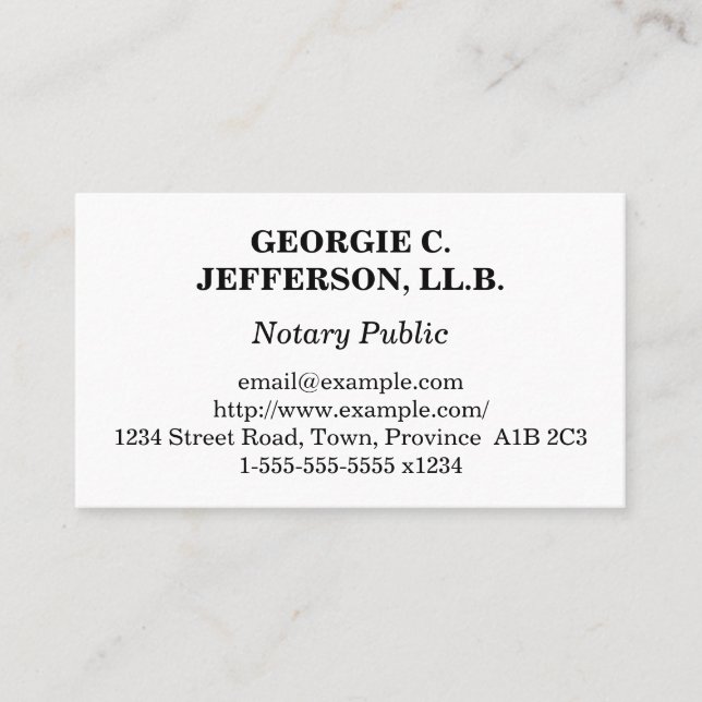 Understated Notary Public Business Card (Front)