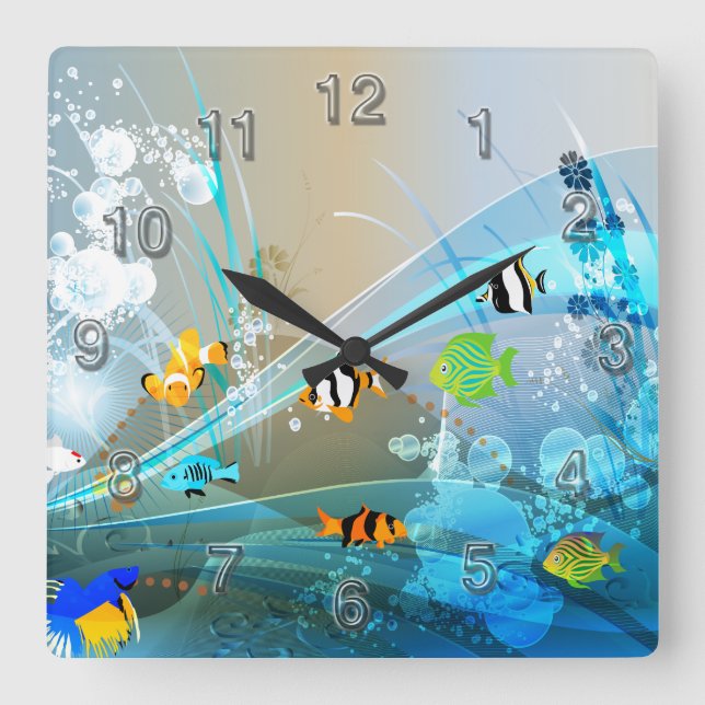 Underwater 1 Wall Clocks Numerals Options (Front)