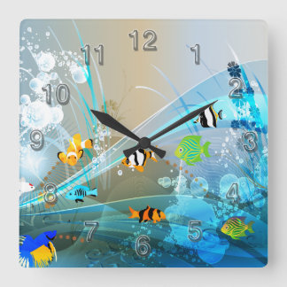 Underwater 1 Wall Clocks Numerals Options