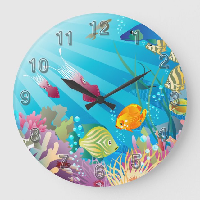 Underwater 2 Wall Clocks Numerals Options (Front)