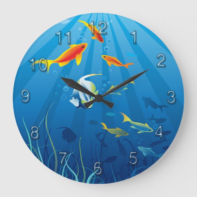 Underwater 3 Wall Clocks Numerals Options (Front)