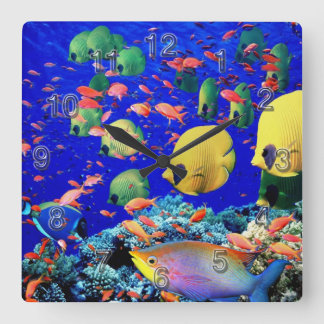 Underwater 6 Wall Clocks Numerals Options
