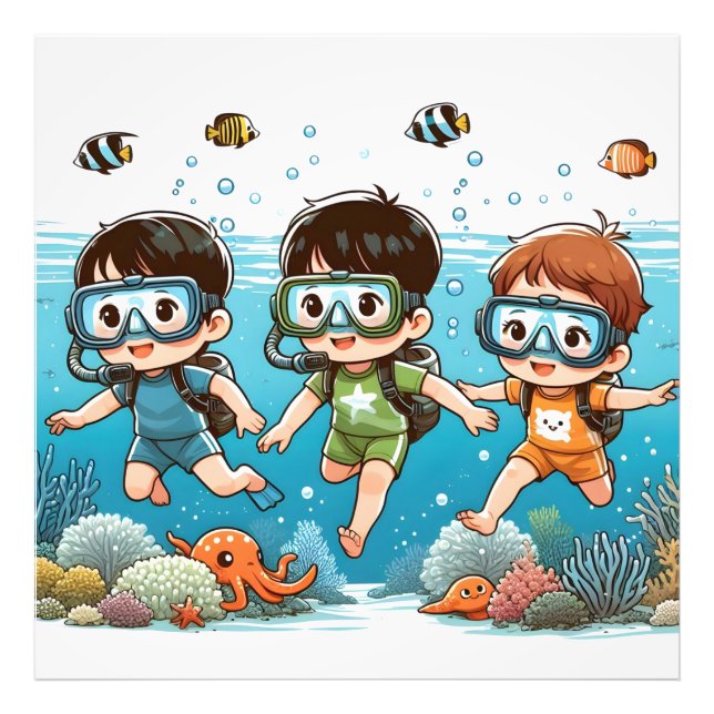Underwater Adventure with Friends Photo Print (Front)