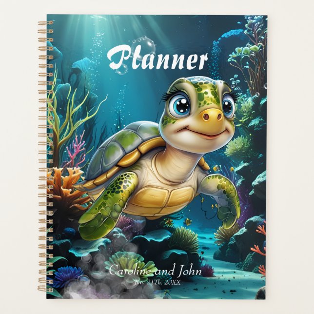 Underwater adventures with the cheerful turtle.  planner (Front)