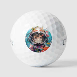 Underwater Anime Girl with Coral Covered Helmet Golf Balls