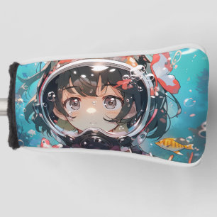Underwater Anime Girl with Coral Covered Helmet Golf Head Cover
