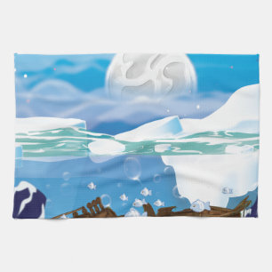 Underwater Arctic Shipwreck Tea Towel