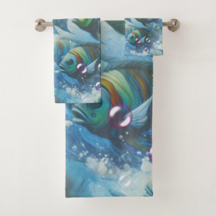 Underwater Art of Fish & Coral in Acrylic paints Bath Towel Set