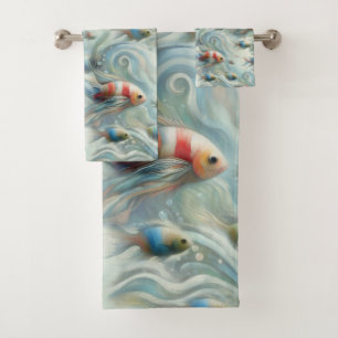 Underwater Art of Fish & Coral in Acrylic paints Bath Towel Set