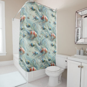 Underwater Art of Fish & Coral in Acrylic paints Shower Curtain