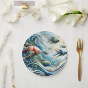 Underwater Art of Fish & Coral in Acrylic Paper Plate