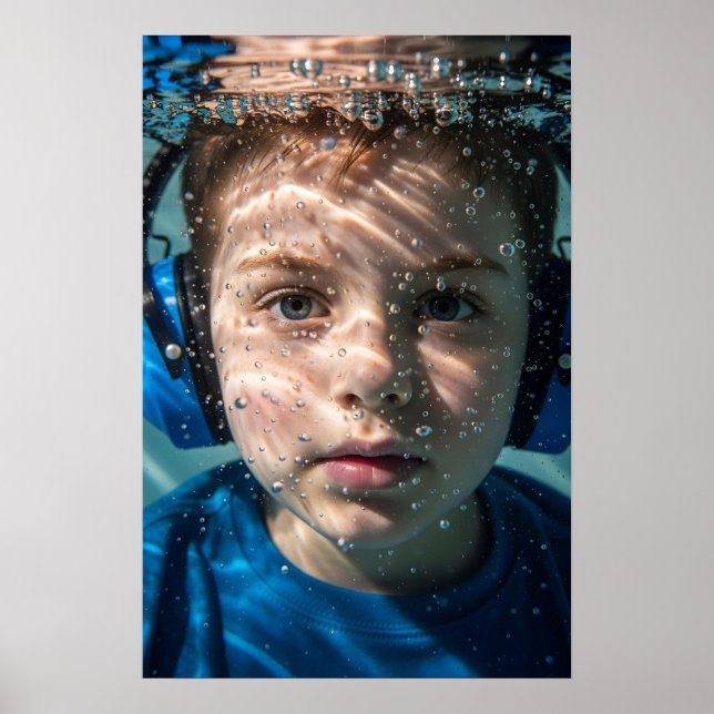 Underwater Autistic Boy Sensory Journey Awareness Poster (Front)