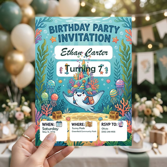 Underwater Birthday Invitations Customisable Zazzl (Creator Uploaded)