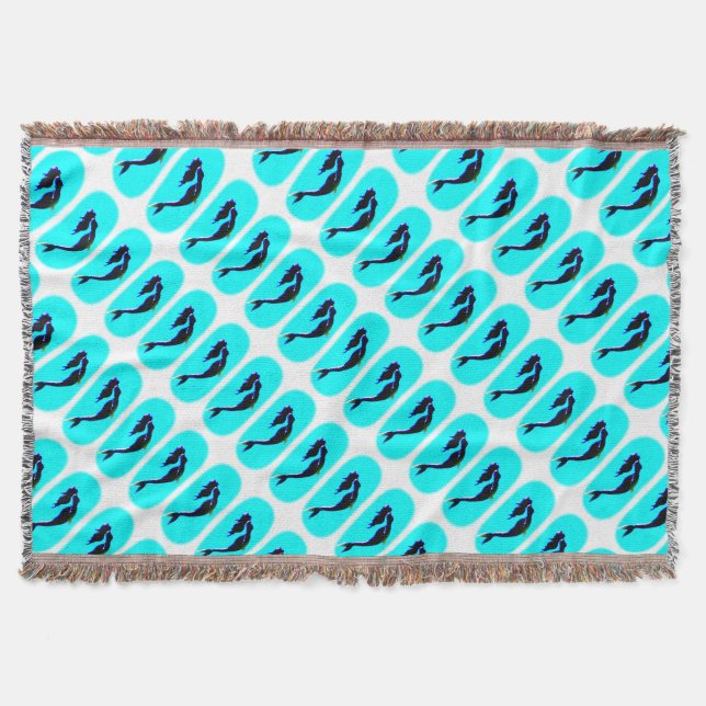 underwater black mermaids swimming throw blanket (Front)
