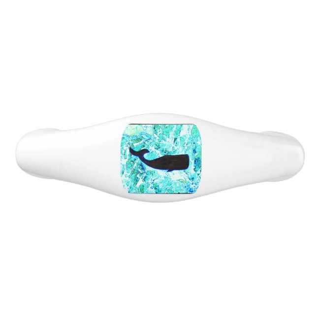 underwater black whale swimming ceramic drawer pull (Front)