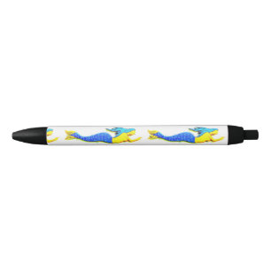 underwater blue-tail mermaids black ink pen