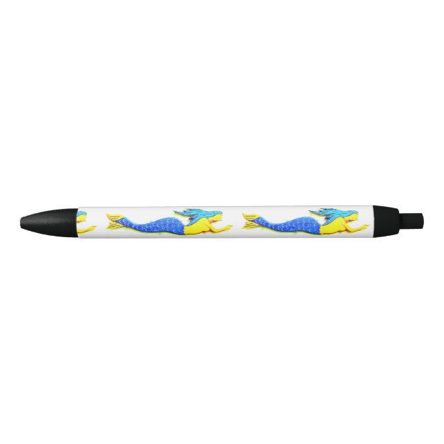 underwater blue-tail mermaids black ink pen (Front)