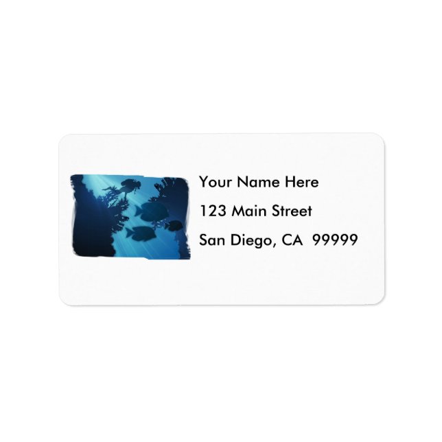 Underwater Blue World Fish & Scuba Diver Label (Front)