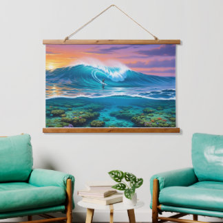 Underwater Coral Reef Surfing View - Split-Level O Hanging Tapestry