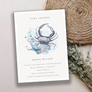 Underwater Crab Coral Costal Baby Shower Invite
